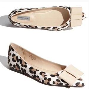 classiques entier leopard calf fur pointed toe flat shoes